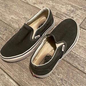 Women’s Size seven, dark grey, slip-on vans.